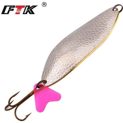 FTK 1PC 28g 12cm Silver Color Brand Spoon Fishing Lure With 1# Hook Hard Fishing Spoon Metal Jigging Lure Baits