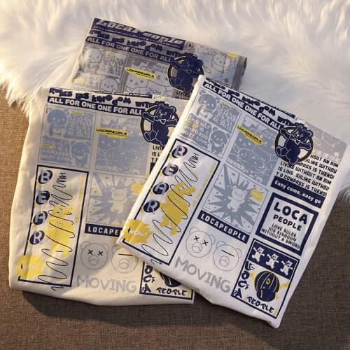 Pure Cotton Summer Retro Short-sleeved T-shirt Men and Women Trend Niche Lovers Loose Wild College Style