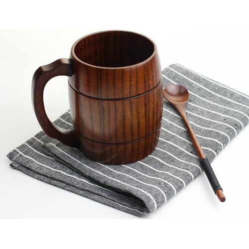 400 ml Oak Wood Mug Cup for Beer Milk Coffee Container, Wedding Groomsmen Gift Handmade Mug