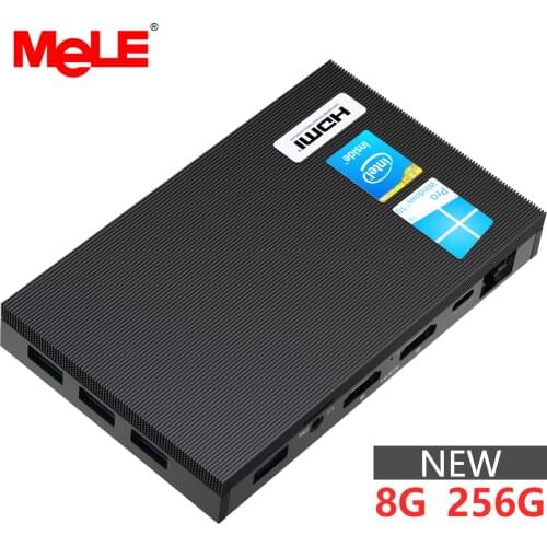 MeLE Fanless 4K Mini PC Intel Celeron J4125 Quad Core 8GB 256GB Windows 10 Desktop Computer Dual HDMI 2.4G/5G Dual-band WiFi SSD