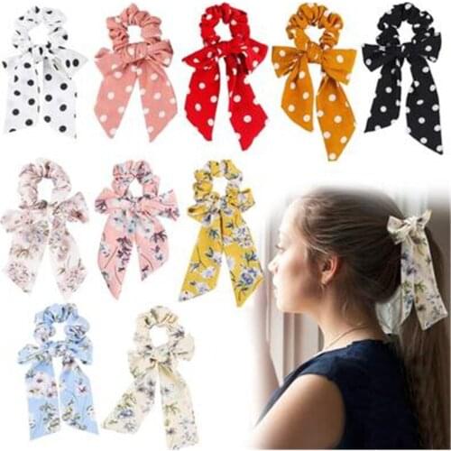 Fashion Women Solid Cloth Hair ring Ribbon band Floral Dot Headdress For Women Hair Accessories