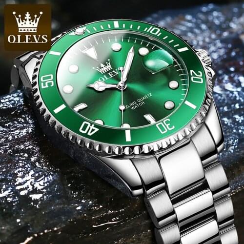 OLEVS Design New 41mm Men Luxury Automatic Date Quartz Wrist Watch Men Stainless Steel Waterproof Watch Relogio Masculino