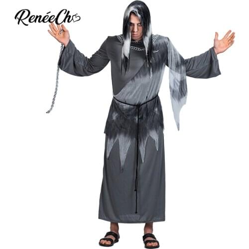 Reneecho 2019 New Arrival Halloween Costume For Adult Men Reaper Costume Man Death Warrior Cosplay Witch Vampire Cosplay