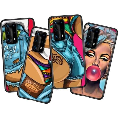 Sexy big girl art For Huawei P40 P30 P20 Pro P10 P9 P8 Lite RU E Mini Plus 2019 2017 Black Soft Phone Case