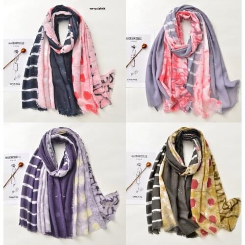 2021 Newest Women Geo Printed Pattern Cotton Scarf Shawls Wraps 4Colors