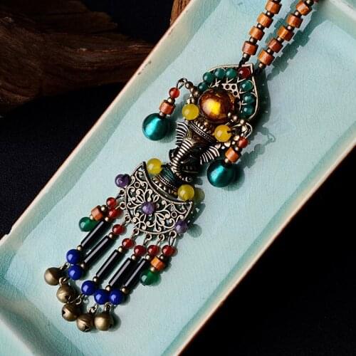 Women necklace new arrival multicolor wood beaded elephant ethnic jewelry accessories long high quality necklaces XL211