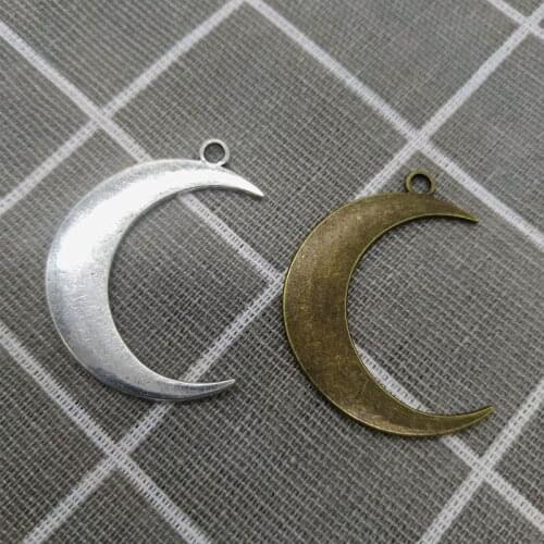 3Pcs/Lot 44*34mm Alloy Big Moon Charms Making Jewelry Necklace Earrings Pendant Silver Bronze Color DIY Accessories Wholesale