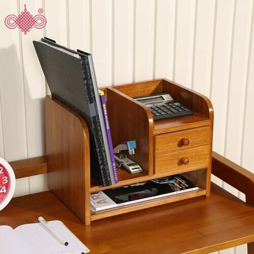 Drawer type desktop storage box wooden storage box office stationery small storage cabinet shelf file arrangement