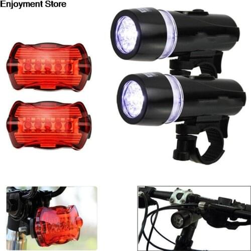 Waterproof Ultra Bright 5 LED Cycling Bicycle Light Set Bike Front Head Light + 5 LED Rear Safety Flashlight Tail light Lamp