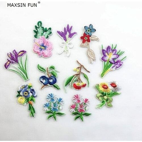 20PCS Cheap Botanical Flower Plants Iron On Patch for Clothing Fashion Applique for Jeans DIY Accessories Sew Flower Patches
