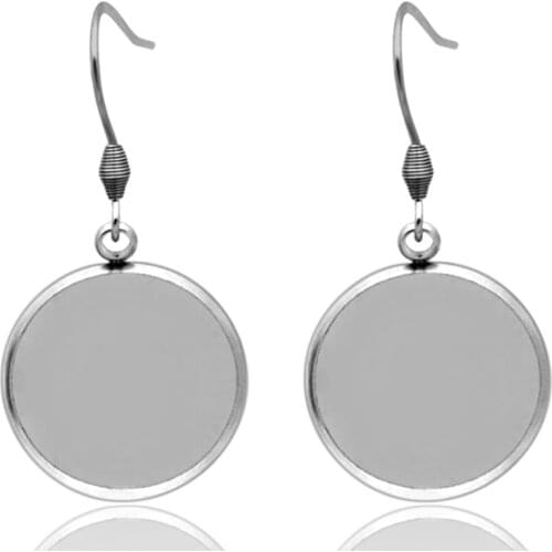 10pcs 10/12/14/16/18/20mm 316 Stainless Steel French Hook Earring Blanks,Eardrop Cabochon Cameo Setting Blank Base DIY Jewelry