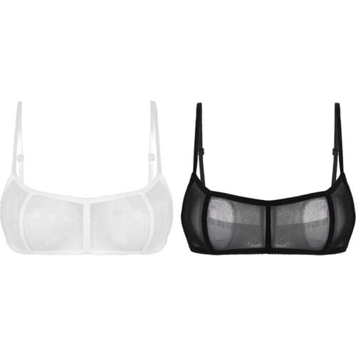 Women Wire-free No Pad Bra Top Sexy Mesh Seamless Bustier Lingerie Half Cups Push Up Breathable Seamless Bralette Underwear