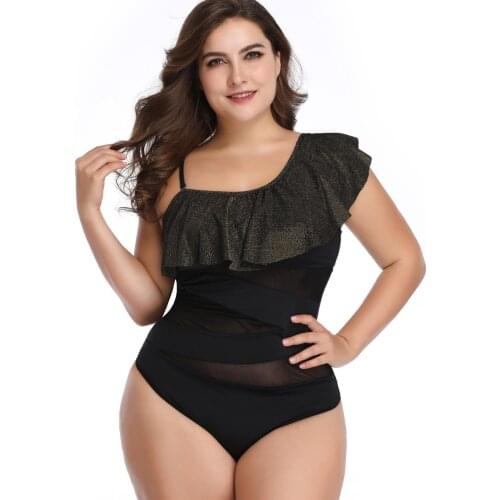 Plus Size One-piece Swimsuit Swimwear Women Mesh Hollow Elasticity Swimming Bathing Suit Monokini Biquini Maillot De Bain