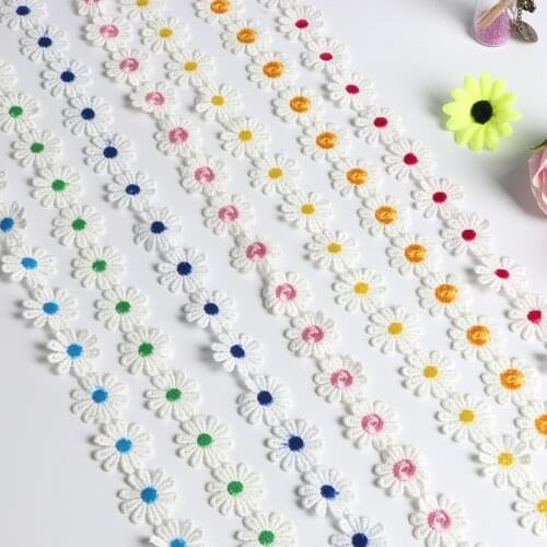 1Yards Embroidery Lace Fabric White Daisy Cotton Lace Fabric 2.5cm Ribbon Guipure Lace Trim Sewing Trimmings Dress Craft L003