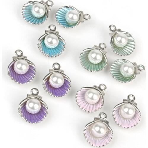 Hot 10Pcs Multicolor Enamel Shell Charm Alloy Beads Fit For DIY Necklace&Bracelet Jewelry Pendant Making