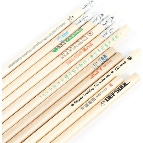 Personalized Printing Accept 10pcs/lot Nature Wooden Pencil HB Round Triangle Hexagonal Barrel Children Kids Writing Pencils