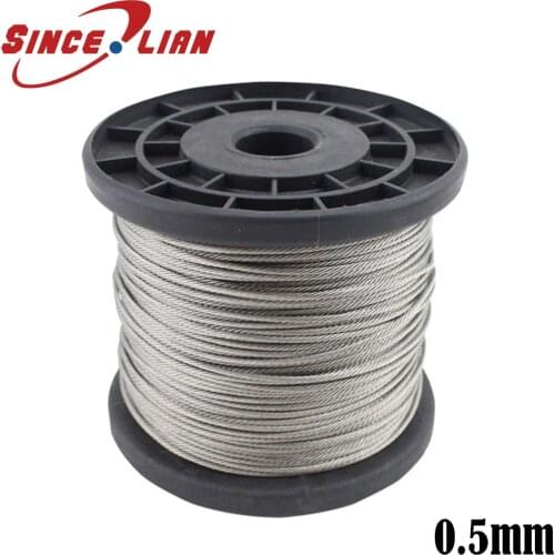 100M/Roll High Tensile 0.5mm Stainless Steel Wire Rope 7X7 Structure Cable Stainless Steel Wire Fishing Rope Cable