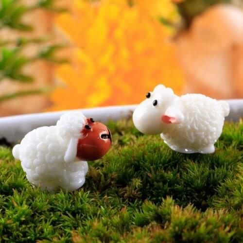 5Pcs Kawaii Mini Sheep Animals Home Micro Fairy Garden Figurines Miniatures Home Garden Decor DIY Accessories D3