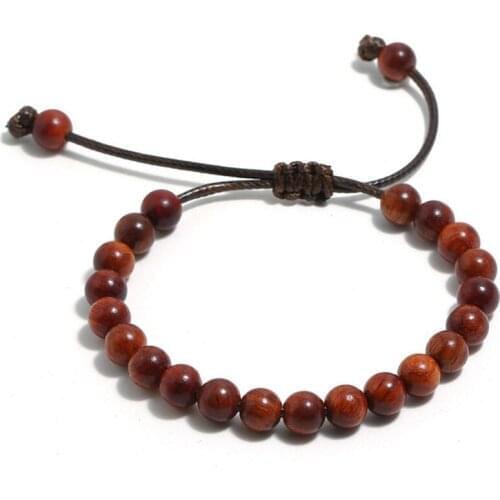 Handmade Wood Beads Bracelets for Women Men Rosewood Blackwood Beads Strand Bracelets Buddha Prayer Beads Chaplet Lucky Jewelry
