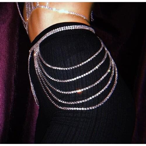 Fashion Full Rhinestone Tassels Waist chain Women Ripple Crystal Camisole Body Jewellery Shining Sexy Waist chain for women Gift