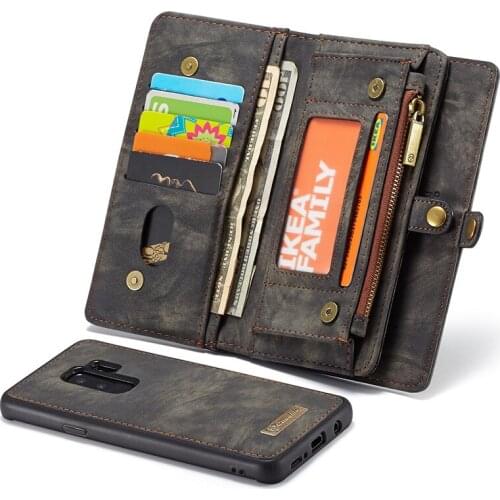 For Galaxy S10 S9 S8 Plus Vintage Genuine Leather Detachable Wallet Phone Multifunction Case For Samsung Note 10 Plus 9 8 S7Edge