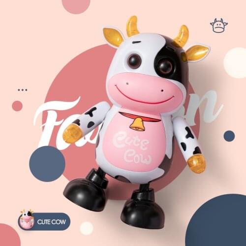 Electric Children robot Cow Toys Flashing Singing Walking Music Light Dance Toy Animal Doll Kids Birthday Gift Furreal Friends