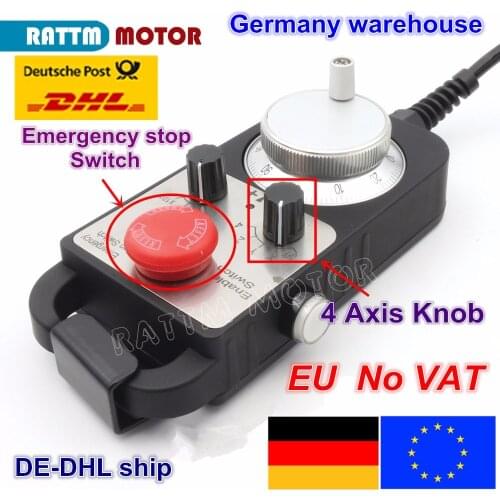 【EU ship free VAT】 Universal Cnc 4 Axis Mpg Pendant HandWheel 100 Pulse 5V & Emergency Stop Cnc Router Handwheel 4 Axis Type