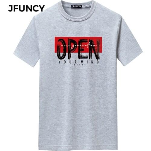 JFUNCY Men T Shirt Oversized Man Summer Hip Hop Tops Male Clothing Korean Letter Print T-shirt Short Sleeve Tee Shirts