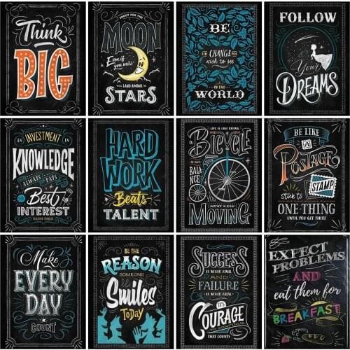 HUACAN Full Drill Diamond Painting Blackboard Diamond Art Mosaic Text Embroidery Decorations For Home Handmade Gift