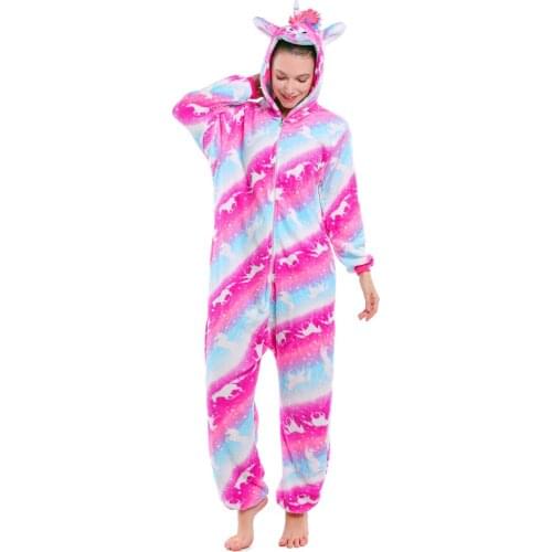 Unicorn Onesies Winter Anime Stitch Totoro Onesies Women Men Nightwear Cute Unicornio Pijima Adults Flannel Sleepwear Pajamas
