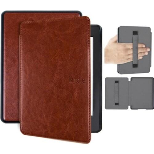 Leather Case for Amazon Kindle Paperwhite 4 Paperwhite4 (2018) Model PQ94WIF E-Book Reader Flip Cover with Hand Holder