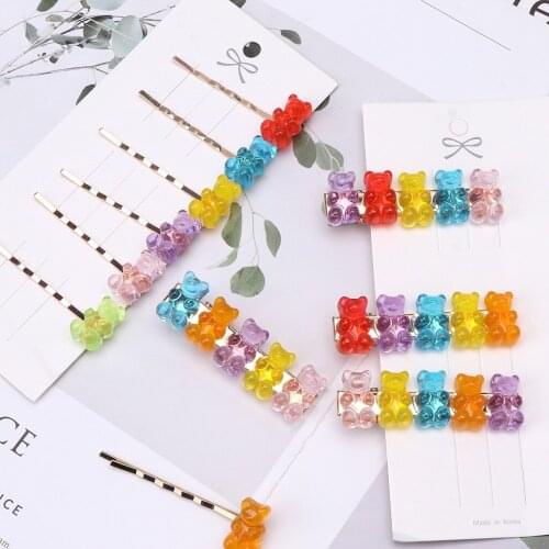 Colorful Bears Hair Clips Barrettes Colored Bear Hairpin Women Girls Hairgrips Pins Hair Band Acccessories Hair Pins