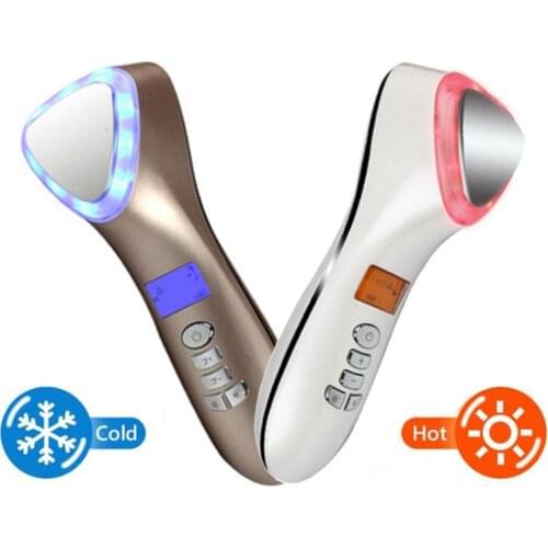 Ultrasonic Cryotherapy LED Hot Cold Hammer Sonic Facial Lifting Vibration Massager Face Skin Cleaning Machine Spa Beauty Care