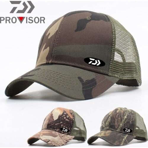 2020 Daiwa Men Fishing Hat Outdoor Sunscreen Breathable Sunshade Camouflage Hat Mesh Ultraviolet-proof Baseball Sunscreen Cap