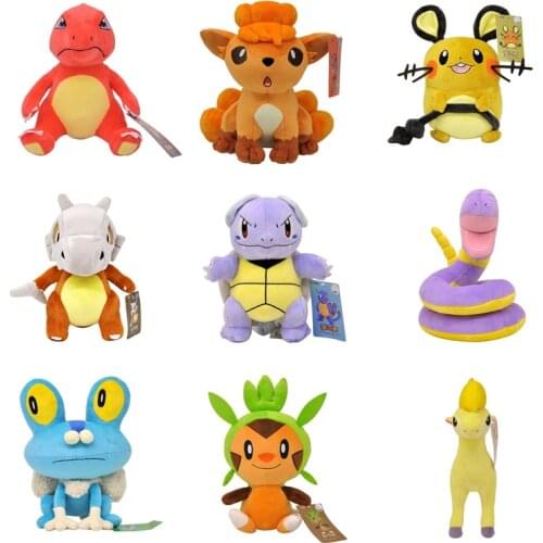 Pikachu Plush Toy Pokemon Stuffed Doll Peluche Ekans Dedenne Froakie Gastly Chespin Cubone Vulpix Cartoon image Kid Toy