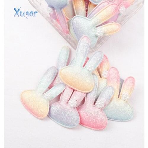Xugar 10Pcs Rainbow Gradient Appliques Chunky Glitter Padded Patches For DIY Girl Hair Clips Accessories Decorative Appliques