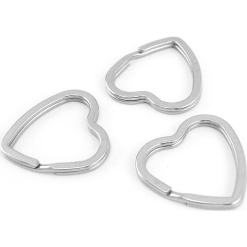 Stainless steel Heart shape Key ring heart keychain 31mm size , 2mm wire keychains 100pcs