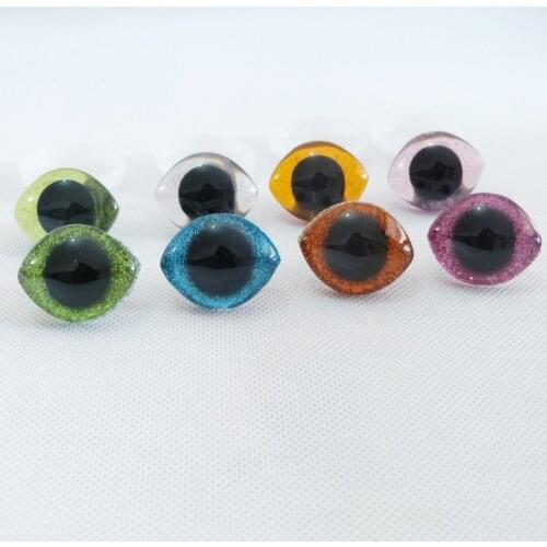 New arrvial 10pcs/lot 28x23mm trapezoid plastic clear safety toy eyes + glitter Nonwovens + washer--color option