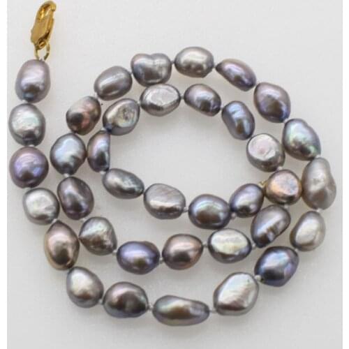 Freshwater pearl gray baroque 6-8mm necklace 16inch FPPJ wholesale beads nature