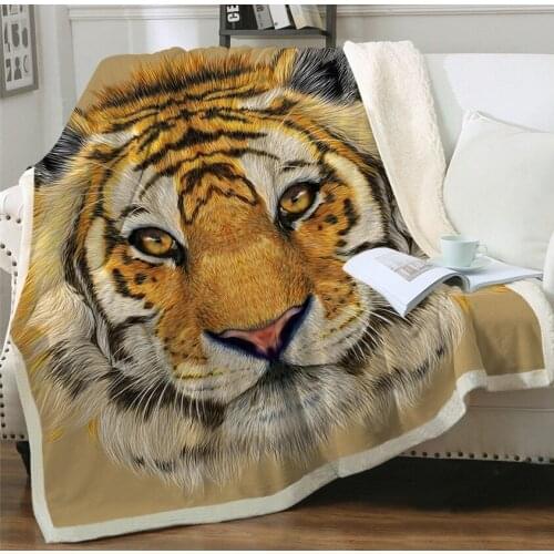Throw Blanket Tiger Lion Leopard 3D Velvet Plush Blanket Bedspread for Kids Girls Sherpa Blanket Couch Quilt Cover Travel 04