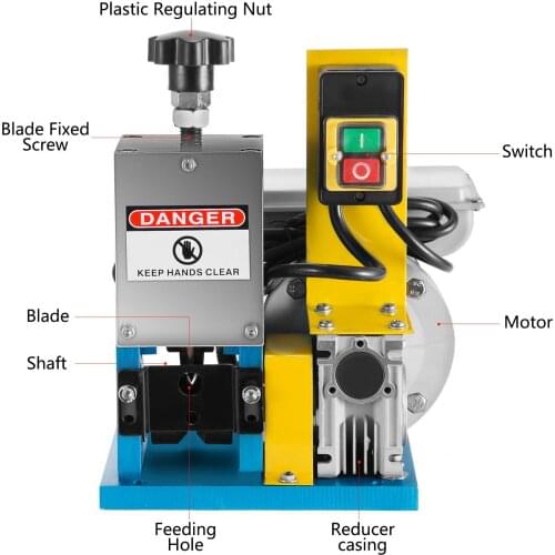 Portable Electric Cable Wire Stripping Machine 0.06-0.98 Inch Wire Stripper 1 Cutting Blade for Cutting/Stripping Scrap Copper