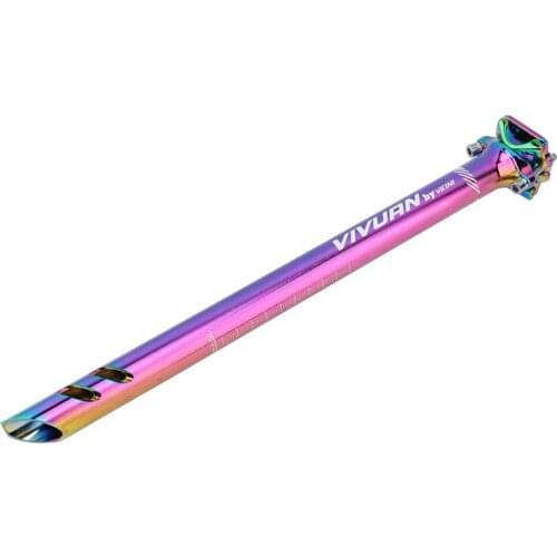 Full CNC Stem 60/80mm Bicycle Seatpost Colorful DH XC MTB Road Seatpost 27.2/31.6mm*400mm Mountain Bike Seat Post Rainbow Tube