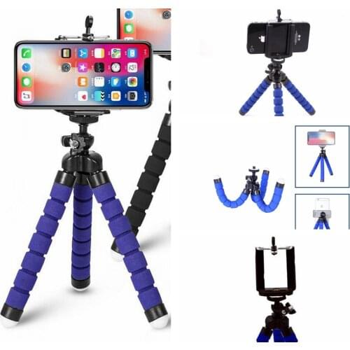 Blue Tripod for Camera Mini Flexible Sponge Octopus Tripod for iPhone Xiaomi Huawei Mobile Phone Holder Tripod Adjustable