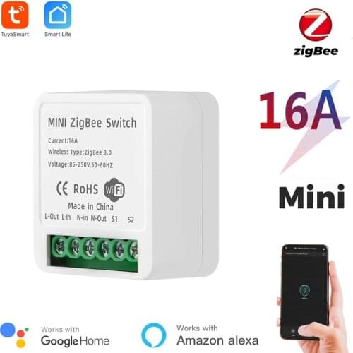 Smart Life Zigbee Mini Breaker, Tuya Smart 2 Way on-off Switch, Stair Dual Control Switch, Compatible With Alexa and Google Home