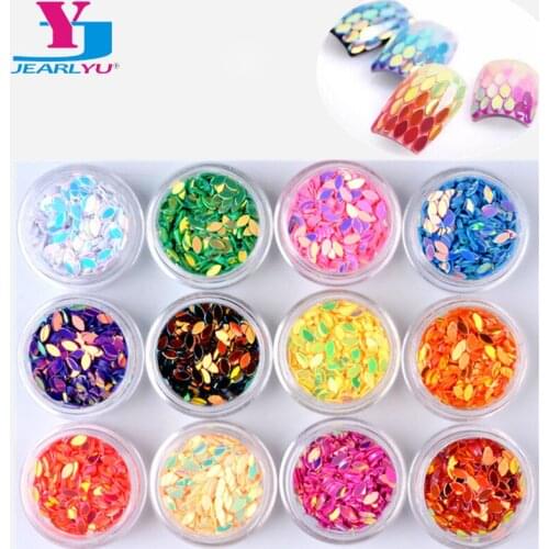 Nail Art Rhinestones 12box/set Flat Shaped Elongated Teardrop Rectangle Glass Flame Colorful Stones For 3D Art Nails Decorations