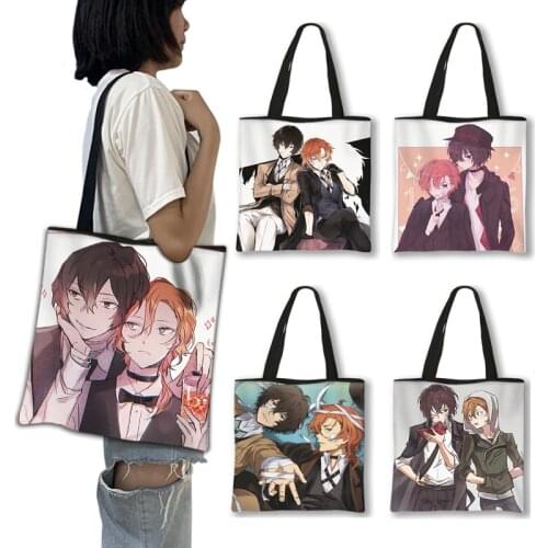 Anime Bungou Stray Dogs Tote Bag Fashion Japan Chuuya Nakahara Osamu Dazai Shopping Bags Women Shoulder Bag Ladies Beach Bags