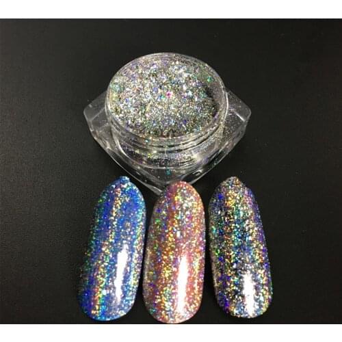 SUPER! 1/3/5g Galaxy Holographic Flakes Chrome Nail Flake Magic Effect Chameleon Flakes Galaxy Hologram Nail Art Gel Nail Polish