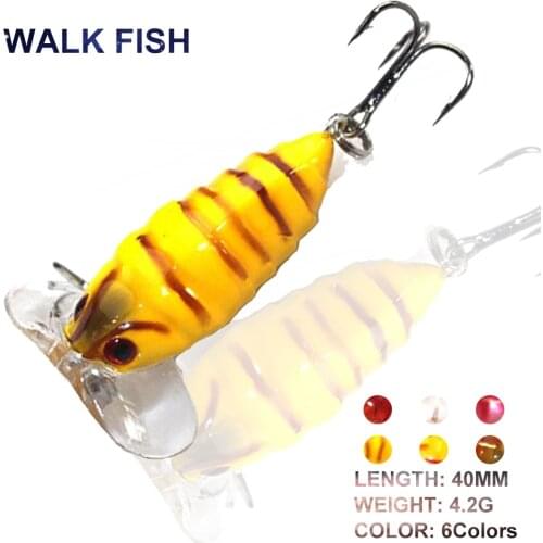 Walk Fish 1Pcs 4cm 4.2g Cicada Popper Fishing Lure Japan Topwater 3D Eyes Hard Swim Bait Hook Tackle Lifelike Wobble Fish Lure