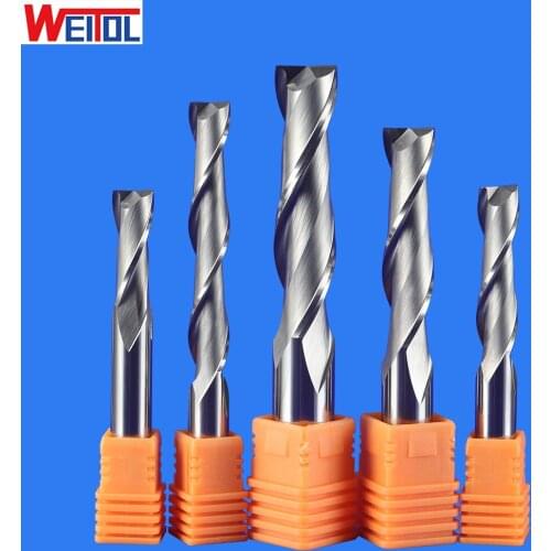 WeiTol 1pcs 8mm 10mm 12mm 5A two flutes spiral router bit end mill router bit milling cutter