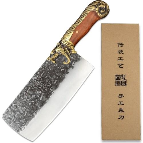 XYj Forged Kitchen Knives 7.5"inch Chef Hammer Pattern Chopper Vegetables Cutter Meat Cleaver Slicer Cutlery Camp Knife Gift Box